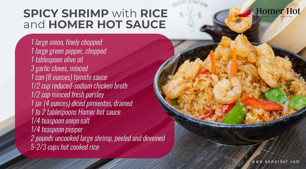Spicy Shrimp with Rice and Homer Hot Sauce
